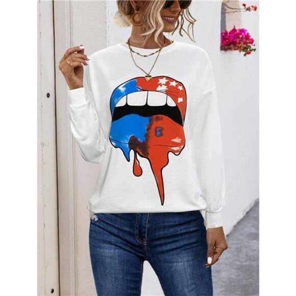 A Classy Chic Boutique Tops - Graphic Round Neck Dropped Shoulder T-Shirt